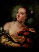 Giovanni Battista Tiepolo Junge Frau mit Papagei Spain oil painting artist